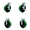 thumbnail image 1 of 8 Inch Green Poly on Cast Iron Caster Set with Ball Bearings 2 Brakes 2 Rigid, 1 of 2
