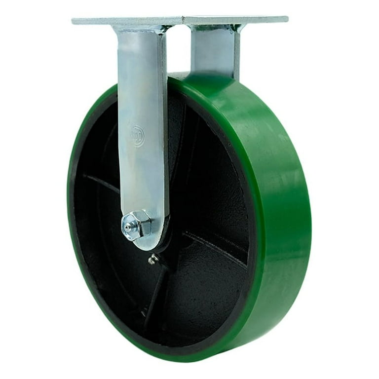 2 Green Polyurethane on Cast Iron 8 Heavy Duty Caster Set 2 Green Polyurethane on Cast Iron 8 Heavy Duty Caster Set