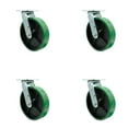 thumbnail image 1 of 8 Inch Green Poly on Cast Iron Wheel Swivel Caster Set with Roller Bearings SCC, 1 of 2