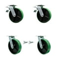 thumbnail image 1 of 8 Inch Green Poly on Steel Caster Set with Roller Bearings 2 Brake 2 Swivel Lock, 1 of 2