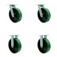 thumbnail image 1 of 8 Inch Green Poly on Steel Caster Set with Roller Bearings 2 Swivel Lock 2 Rigid, 1 of 2