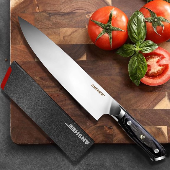 8 Inch Gyuto Full  Chef Knife - High Carbon Stainless Steel   Blade, Dishwasher Safe, Professional Kitchen Knife for Meat, Vegetables with Sheath Gift Box