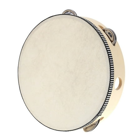 8 Inch Handheld Tambourine with Metal Jingles Percussion Drum Early Education Instrument Musical Gift for Students