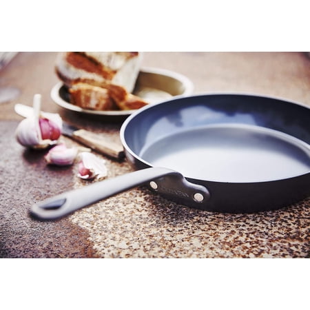 8 Inch Hard Anodized Ceramic Nonstick Frying Pan Skillet with Stainless Steel Handles for Induction Oven and Dishwasher Safe PFAS- Black Cookware