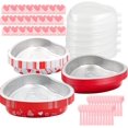 thumbnail image 1 of 8 Inch Heart Shaped Cake Pans with Lids and Spoons, 24 Pack Large Disposable Aluminum Foil Heart Cake Pan, Cakes Pans Sets for Baking Cups Red, Cupcake Baking Cups for Valentine‘s Day Party, 1 of 4