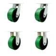 thumbnail image 1 of 8 Inch Heavy Duty Green Poly on Cast Iron Caster Set 2 Swivel Locks 2 Rigid SCC, 1 of 2