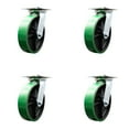 thumbnail image 1 of 8 Inch Heavy Duty Green Poly on Cast Iron Caster Set with Roller Bearings Set 4, 1 of 2