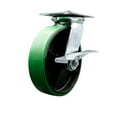 thumbnail image 1 of 8 Inch Heavy Duty Green Poly on Cast Iron Caster with Roller Bearing and Brake, 1 of 2