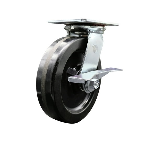 8 Inch Heavy Duty Phenolic Caster with Roller Bearing and Brake Service Caster