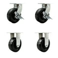 thumbnail image 1 of 8 Inch Heavy Duty Phenolic Wheel Caster Set 2 Swivel Lock and Brake 2 Rigid SCC, 1 of 2