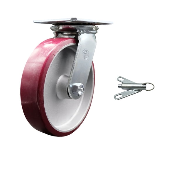 8 Inch Heavy Duty Poly on Aluminum Caster with Ball Bearing and Swivel Lock SCC