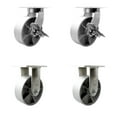 thumbnail image 1 of 8 Inch Heavy Duty Semi Steel Cast Iron Wheel Caster Set 2 Brakes 2 Rigid SCC, 1 of 2