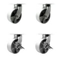 thumbnail image 1 of 8 Inch Heavy Duty Semi Steel Cast Iron Wheel Swivel Caster Set with 2 Brakes, 1 of 2