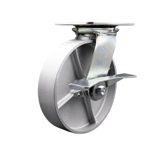8 Inch Heavy Duty Semi Steel Caster with Roller Bearing and Brake Service Caster