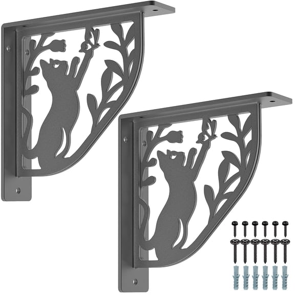 8 Inch Heavy Duty Shelf Brackets, 5MM Thickness L- Bracket , Metal Floating Shelf Bracket, Wall Shelf Bracket & Hardware, Rustic Decorative Shelf Brackets for Kitchen Bedroom-2Pcs-(500LB)