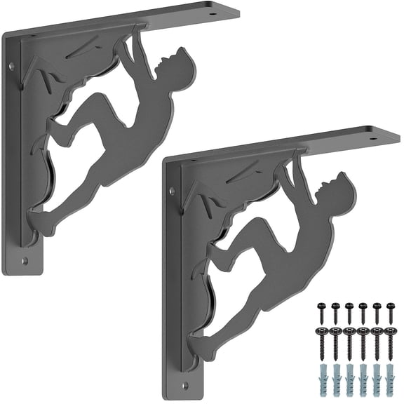 8 Inch Heavy Duty Shelf Brackets, 5MM Thickness L- Bracket , Metal Floating Shelf Bracket, Wall Shelf Bracket & Hardware, Rustic Decorative Shelf Brackets for Kitchen Bedroom-2Pcs-(500LB)