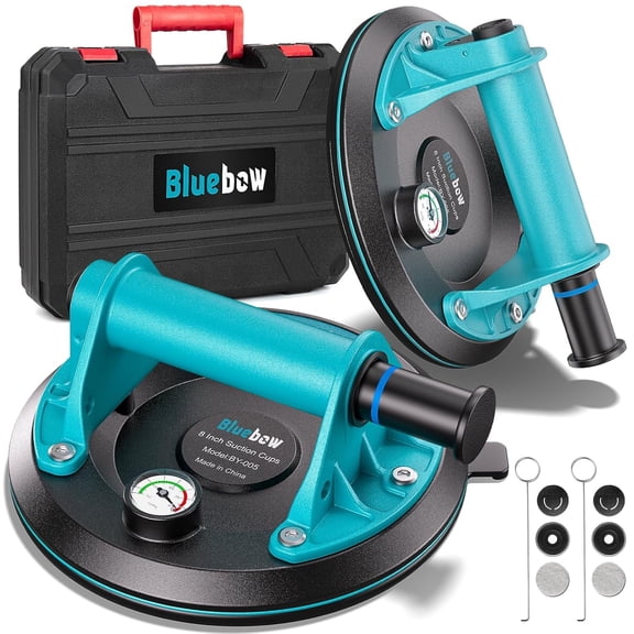 8 Inch Heavy Duty Suction Cups 2 Pack 880LBS Glass Tile Granite Lifter Tool With Pressure Gauge Carrying Case Professional Tile Tools For Window Glass Installation fathers day gifts from son