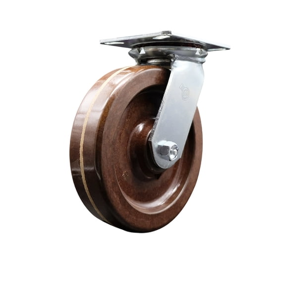 8 Inch Heavy Duty Top Plate High Temp Phenolic Swivel Caster with Roller Bearing