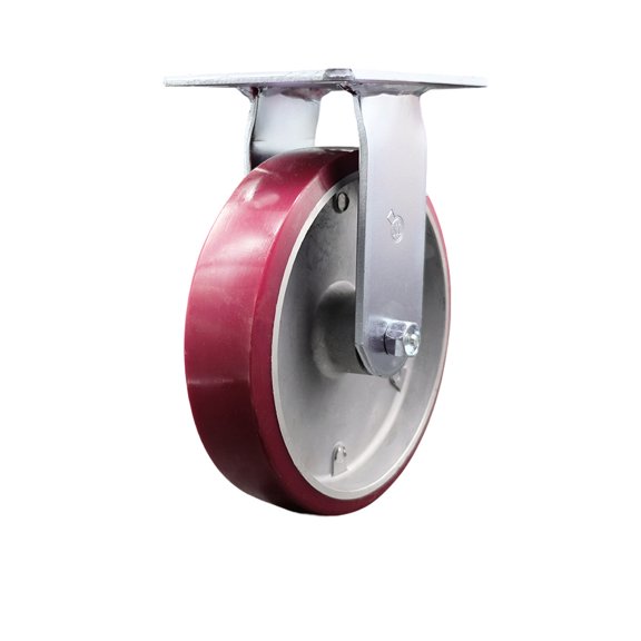 8 Inch Heavy Duty Top Plate Poly on Aluminum Rigid Caster with Roller Bearing