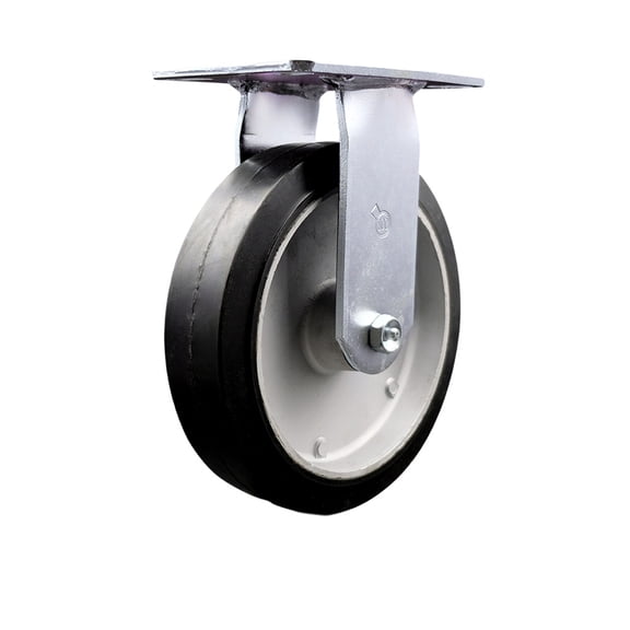 8 Inch Heavy Duty Top Plate Rubber on Aluminum Rigid Caster with Roller Bearing