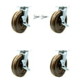 thumbnail image 1 of 8 Inch High Temp Phenolic Caster Set with Roller Bearings 4 Brake 2 Swivel Lock, 1 of 2