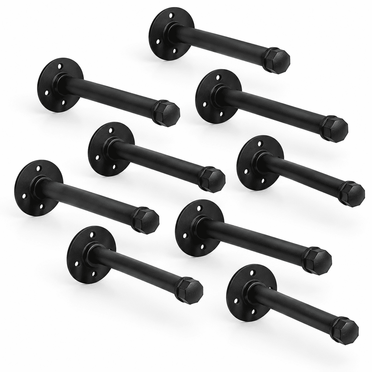 8 Inch Industrial Pipe Shbrackets Set Of 10 Black Wall Shelving ...