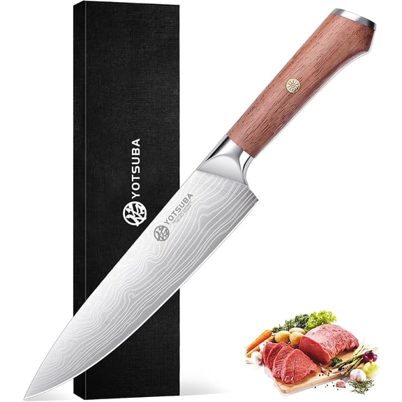 8 Inch Japanese Chef Knife, Ultra Sharp Professional Kitchen Knife, High Carbon Stainless Steel Knife with Ergonomic Wood Handle, Ideal for Home Cooking and Premium Gifting