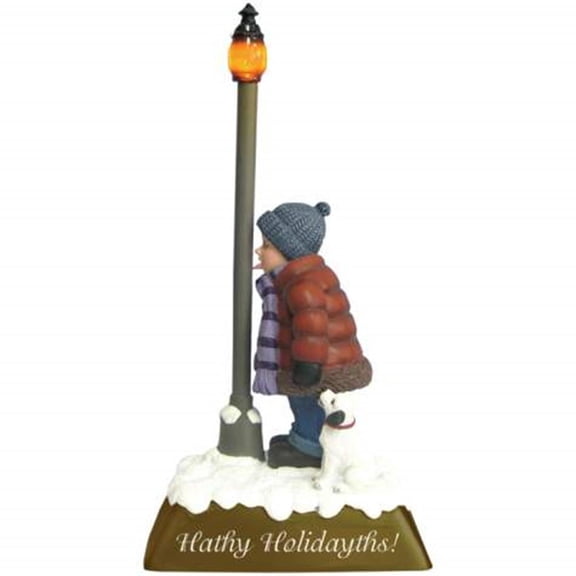 8 Inch Kid Kissing Frozen Pole Hathy Holidayths Lighted Figurine