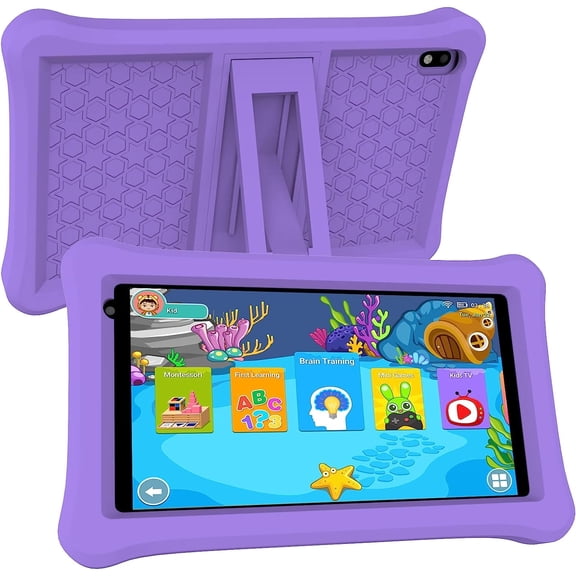 8 Inch Kids Tablet, Android 12 Toddler Tablet, 32GB ROM+4GB RAM, Quad-core Processor, 1280x800 IPS HD Eye-Care Touchscreen, 8MP Camera Tablets PC with Silicone Case