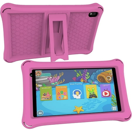 8 Inch Kids Tablet, Android 12 Toddler Tablet, 32GB ROM+4GB RAM, Quad-core Processor, 1280x800 IPS HD Eye-Care Touchscreen, 8MP Camera Tablets PC with Silicone Case
