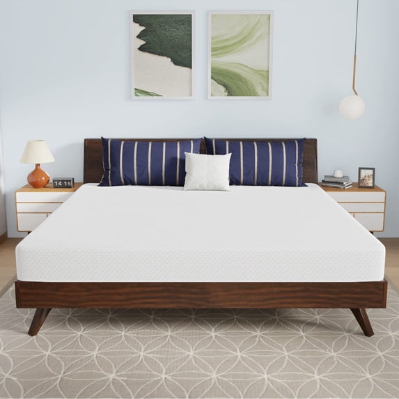 8 Inch King Mattress Memory Foam Mattress Bamboo Charcoal Infused Mattress CertiPUR-US Certified Pressure Relieving King Size ,White