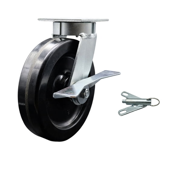 8 Inch Kingpinless Phenolic Wheel Swivel Caster with Brake and Swivel Lock SCC