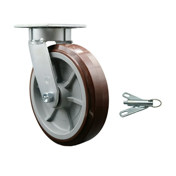 8 Inch Kingpinless Poly on Polyolefin Wheel Swivel Caster with Swivel Lock SCC