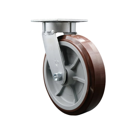 8 Inch Kingpinless Poly on Polyolefin Wheel Swivel Top Plate Caster SCC