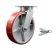 thumbnail image 1 of 8 Inch Kingpinless Red Poly on Steel Wheel Swivel Caster with Swivel Lock SCC, 1 of 2