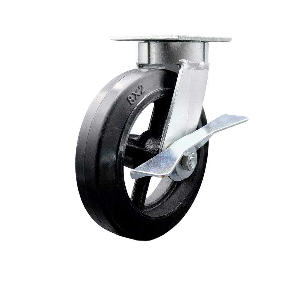 8 Inch Kingpinless Rubber on Steel Wheel Swivel Caster with Brake ...