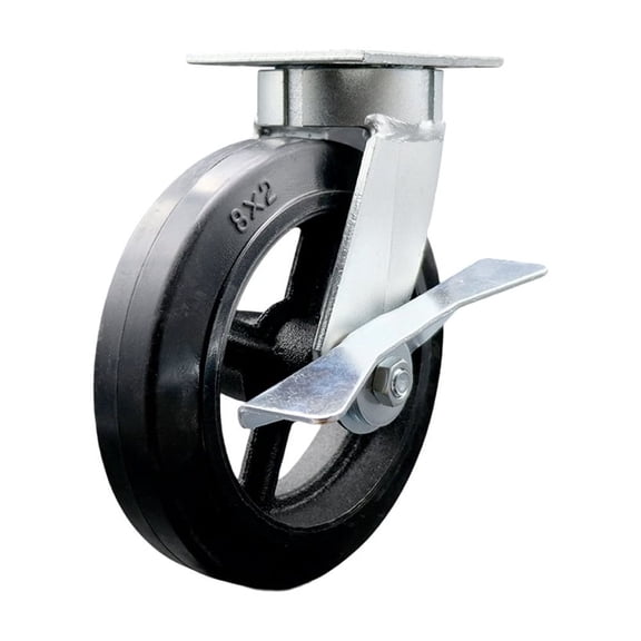 8 Inch Kingpinless Rubber on Steel Wheel Swivel Caster with Brake Service Caster
