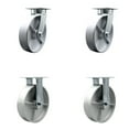 thumbnail image 1 of 8 Inch Kingpinless Semi Steel Wheel Caster Set 2 Swivel Locks 2 Rigid SCC, 1 of 2