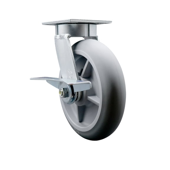 8 Inch Kingpinless Thermoplastic Rubber Wheel Swivel Caster with Brake SCC