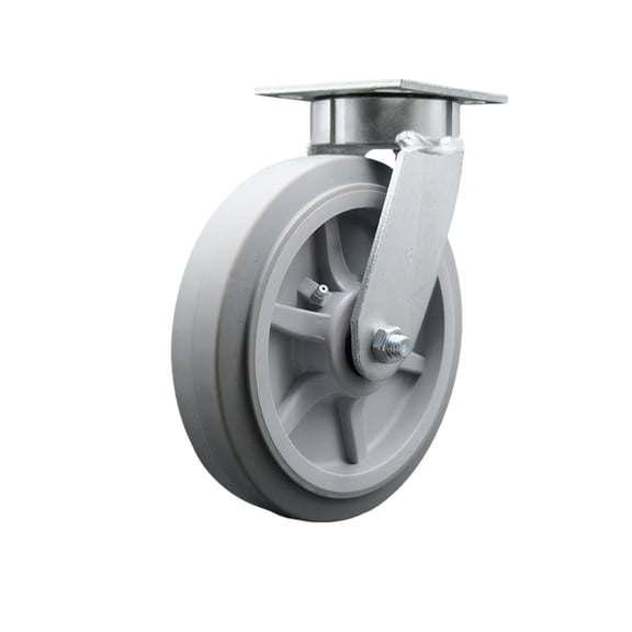 8 Inch Kingpinless Thermoplastic Rubber Wheel Swivel Top Plate Caster SCC