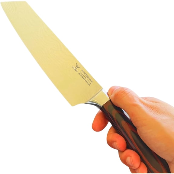8-Inch Kiritsuke Knife, Laser Damascus Stainless Steel Blade, Razor Sharp Chef Knife for Slicing, Dicing & Precision Cutting