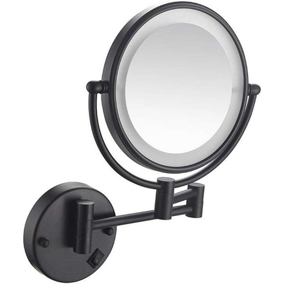 8 Inch LED Lighted Wall Mounted Makeup Mirror with Magnification,Double Sided Swivel Vanity Mirror for Bathroom,360 Degree Rotation,Flexible Gooseneck,and Locking Suction (Matte Blac ( Color : Matte B