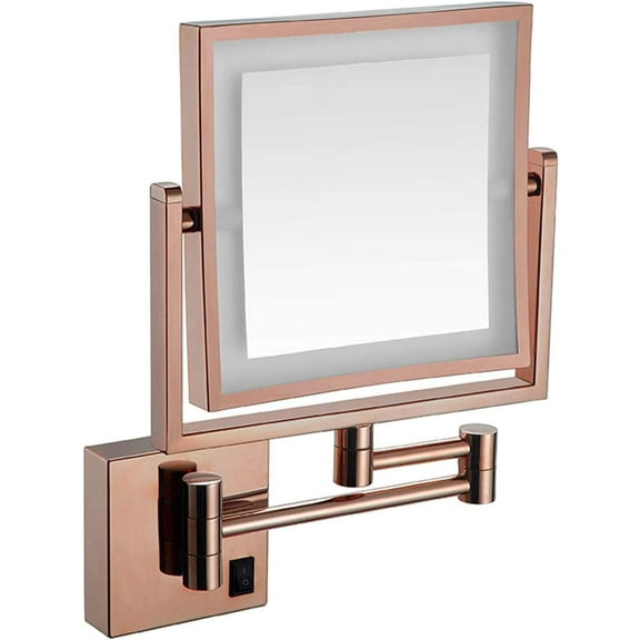 8 Inch LED Wall Mounted Makeup Mirror, Double Sided Vanity Magnifying Mirror for Bathroom, 360° Swivel Extendable Cosmetic Vanity Mirror, Shaving Mirror with 3X Magnifying ( Color : Black , Size : USB