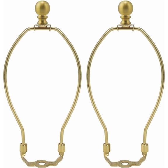 8 Inch Lamp Harp, Brass 2 Set Lamp Harps and Finial, Metal Lamp Shade Harp Holder, DIY Detachable Lampshade Bracket Adapter Hardware, Replacement Table & Floor Light Accessories Repair
