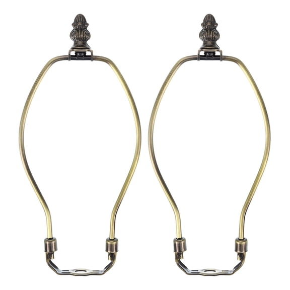 8 Inch Lamp Harp Kit with 0.7" Tall Solid Zinc Alloy Finial, 2 Set  Heavy Duty Bracket with Standard Saddle & Finial Detachable Shade Holder for Table Floor Lamps, Bronze