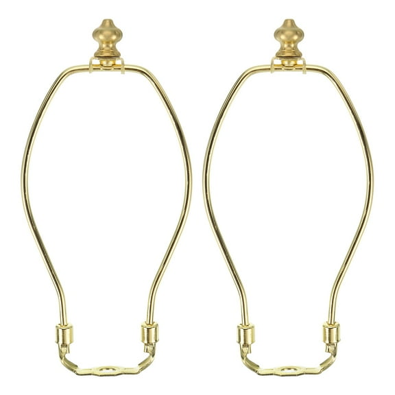 8 Inch Lamp Harp Kit with 1 Inch Height Solid Brass Finial, 2 Set Heavy Duty Bracket with Standard Saddle & Finial Detachable Shade Holder for Table Floor Lamps, Gold