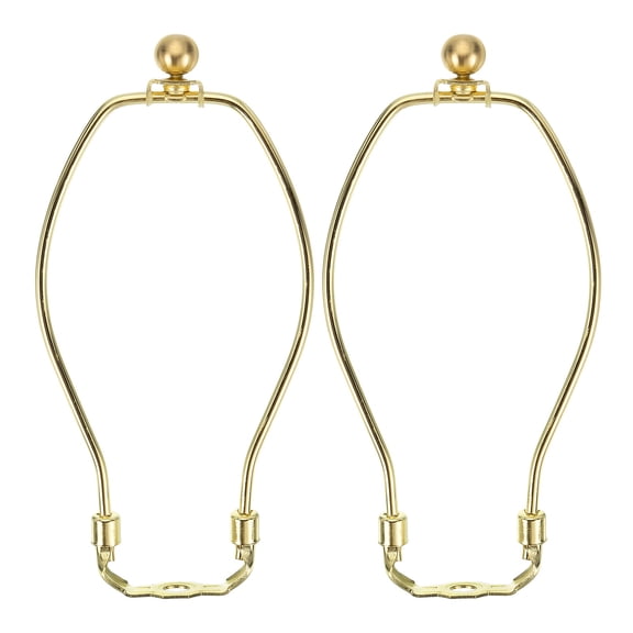 8 Inch Lamp Harp Kit with 17.5mm Solid Brass Ball Finial, 2 Set Heavy Duty Bracket with Standard Saddle & Finial Detachable Shade Holder for Table Floor Lamps, Gold