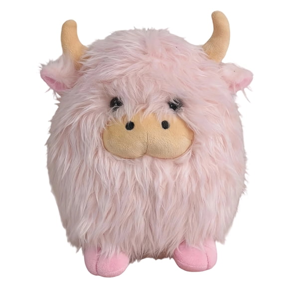 8 Inch Long-Haired Cow Plush Toy Cute Soft Highland Cow Stuffed Animal Doll Small Farm Animal Toy for Home Decor and Play