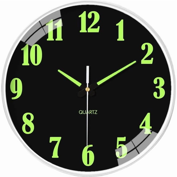 8 Inch Luminous Wall Clock, Simple Plastic Round Silent Non-Ticking Digital Clock for Living Room, Bedroom, Office