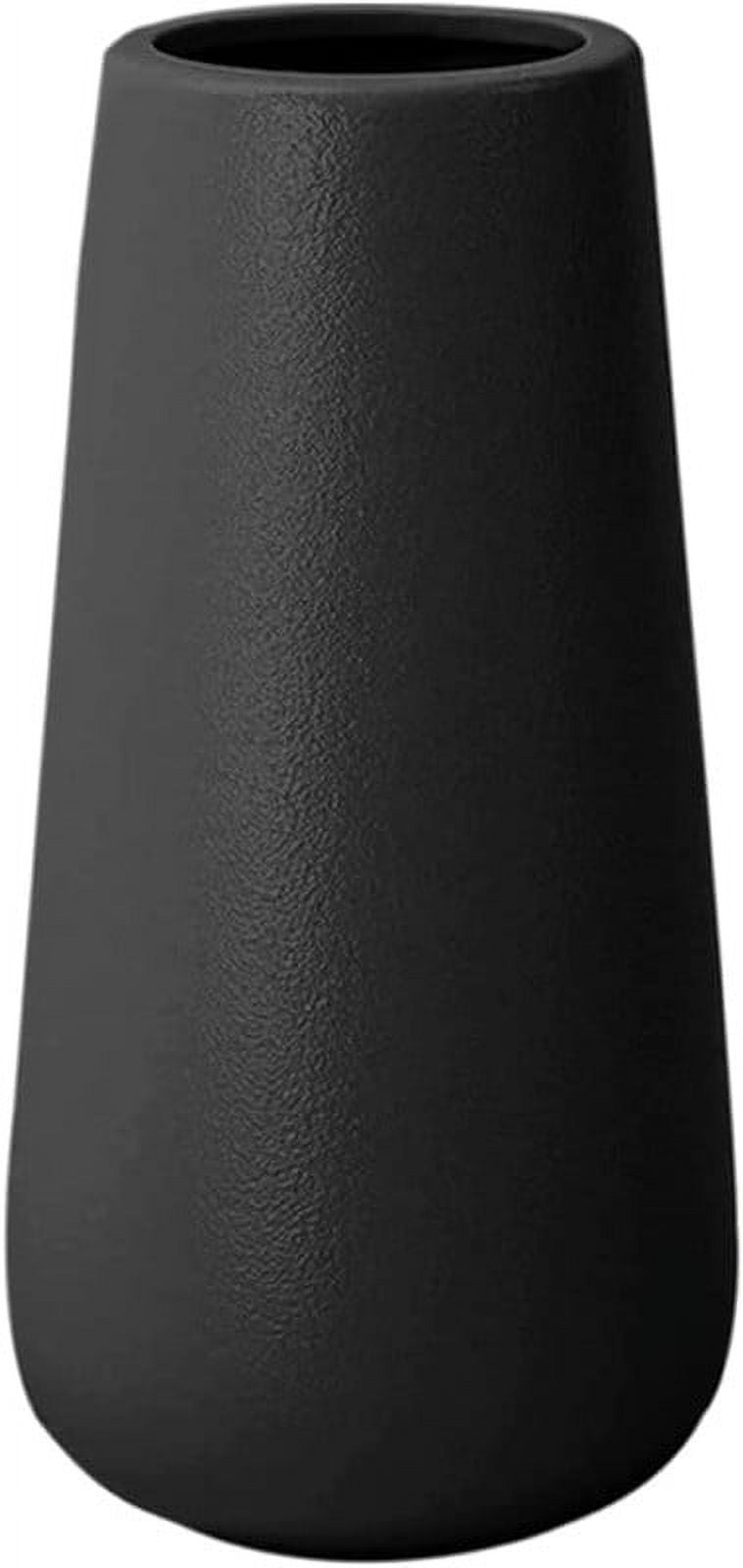 8 Inch Matt Black Ceramic Vase for Flowers & Pampas Grass, Classic